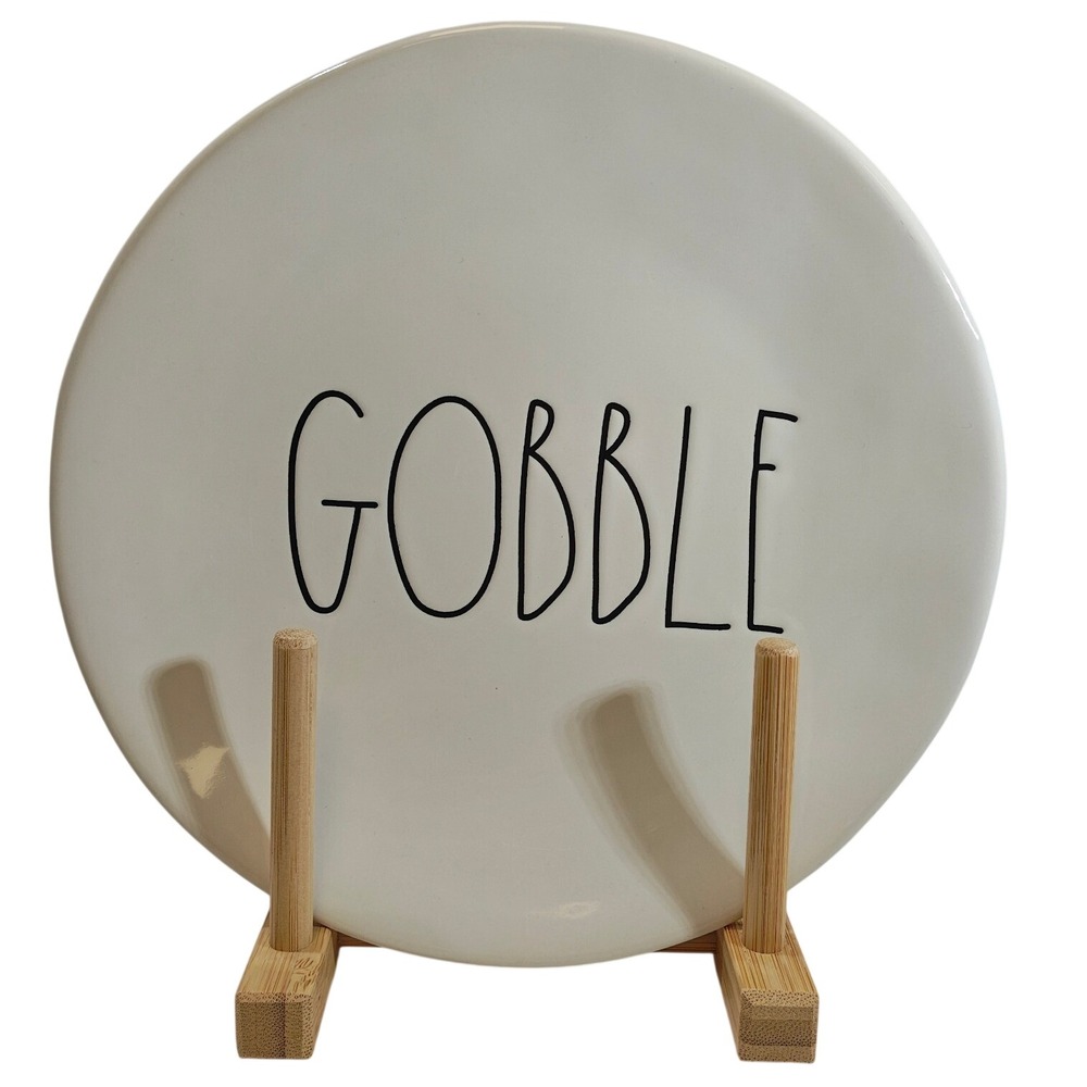 Rae Dunn Gobble Salad Plate White Ceramic Thanksgiving Farmhouse Decor 8 Inch